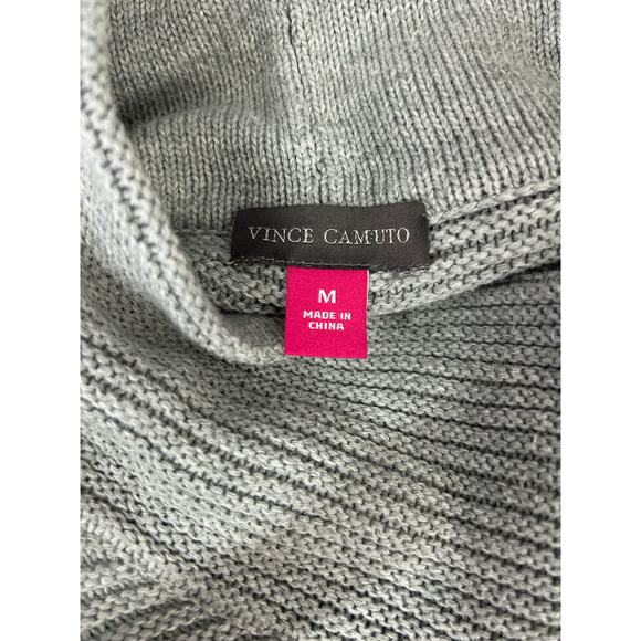 Vince Camuto Mock Neck Grey Ribbed Sweater Size Medium Cotton Knit Minimalist - Picture 9 of 12